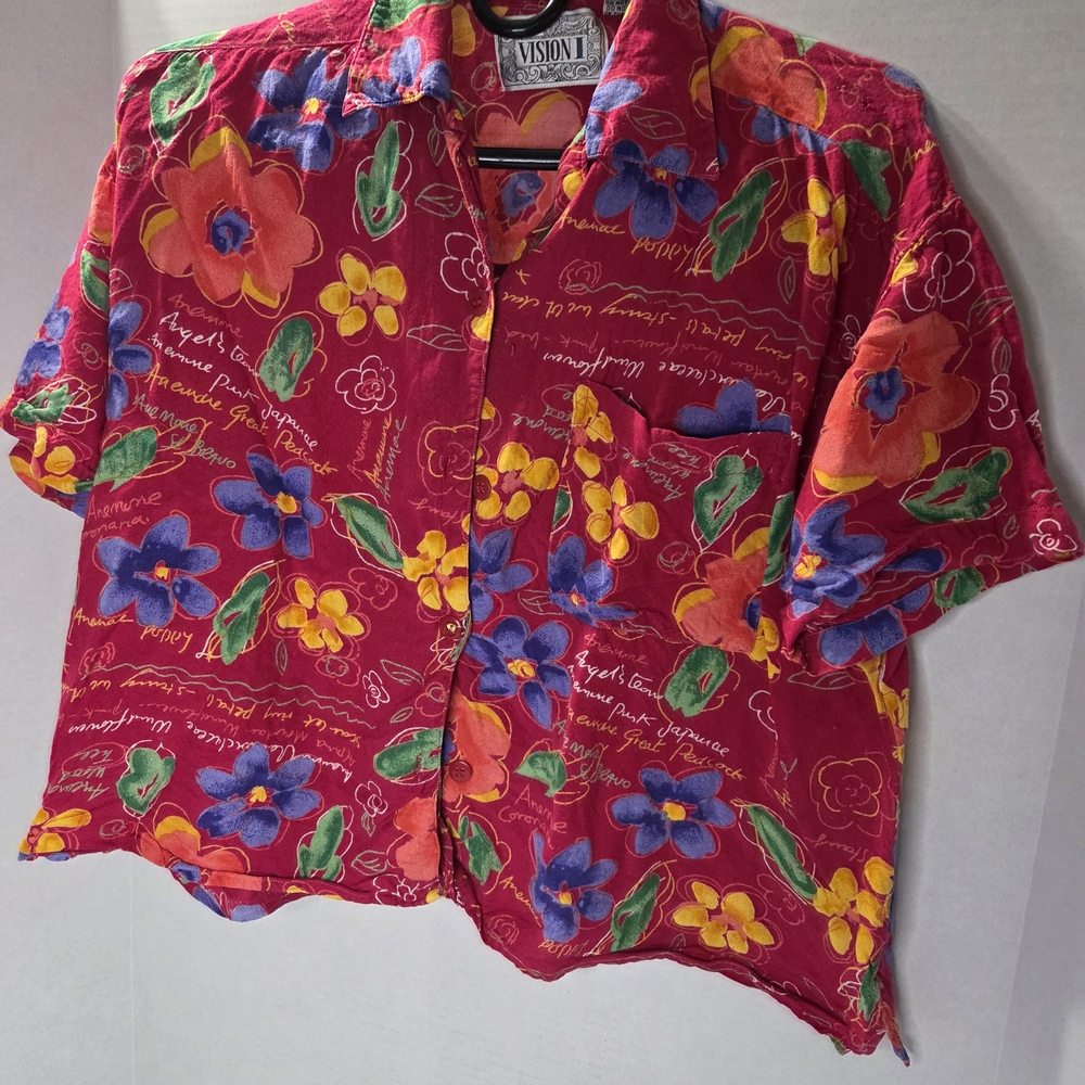 Womens Vision I Floral Red Shirt